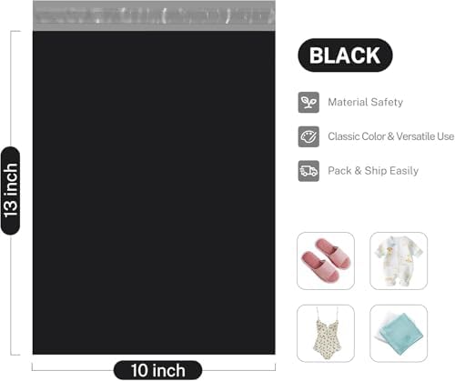 Metronic 1000Pack Black Poly Mailers 10x13, Bulk Shipping Bags Envelopes with Self Adhesive, Waterproof and Tear-Proof Packaging Bag Postal Bags for Small Business - Image 2