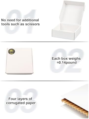 6x6x2 Inch Shipping Boxes, Set of 50, White Corrugated Cardboard Boxes, Mailer Packaging Boxes for Small Business Gift Literature Shipping - Image 4