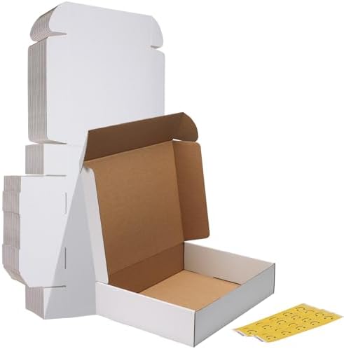 HORLIMER 13x10x3 Shipping Boxes Set of 20, White Corrugated Cardboard Mailer Box for Packing Small Business by HORLIMER