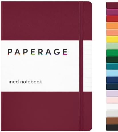 PAPERAGE Lined Journal Notebook, Hardcover Journal for Women & Men, 160 Pages, (5.6 in x 8 in), College Ruled Journaling Notebook for Work, School Supplies & Note Taking, (Burgundy) by PAPERAGE