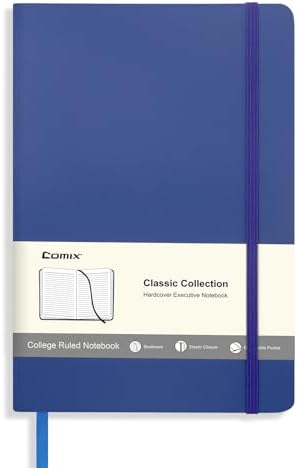 Comix Lined Journal Notebook for Work, 240 Pages, 5.5" x 8.3", Navy Blue by Comix