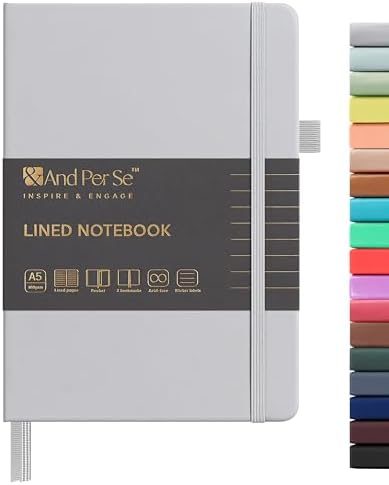 &And Per Se Lined Journal Notebook, 160 Pages, A5 5.7 x 8 inches College Ruled Thick Paper Notebook Journals for Writing, Hardcover Notebooks for Women Men Office School (1 Pack, Grey) by AndPerSe