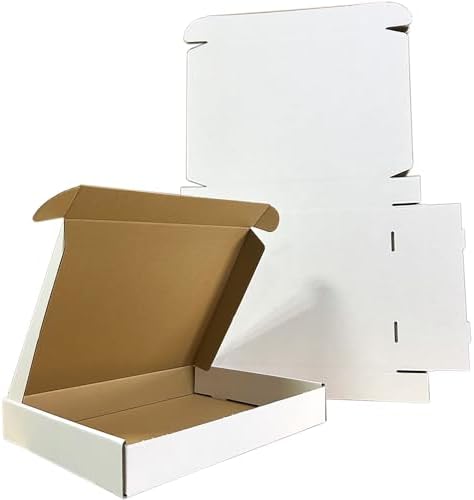 50 Pack 13x11x2'' Shipping Boxes, White Corrugated Cardboard Mailers for Mailing Packaging Small Business (W13112-50) by Rnisda