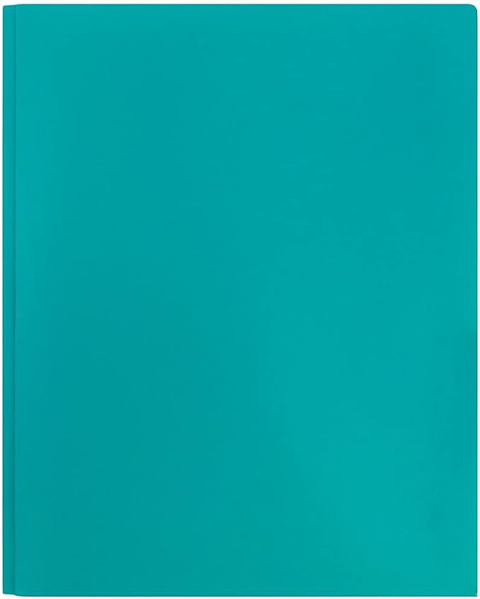 JAM PAPER Plastic Color POP Folders - 2 Pocket Durable Folders with Metal Prongs Fastener Clasps - Teal Blue - 6/Pack - Image 5