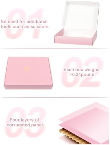 Shipping Boxes 40 Pack 10x8x2 Inch, Pink Mailer Packaging Box, Corrugated Cardboard Boxes for Gift Small Business Literature - Image 4