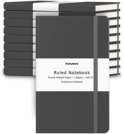 Huhuhero 10 Pack Lined Notebook Journals, College Ruled 5.25"×8.25", Gray by Huhuhero