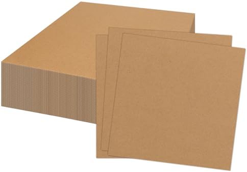 RLAVBL 50 Pack 12x12 Corrugated Cardboard Sheets, Flat Cardboard Inserts for Shipping, Mailing, Packing, DIY Crafts by RLAVBL
