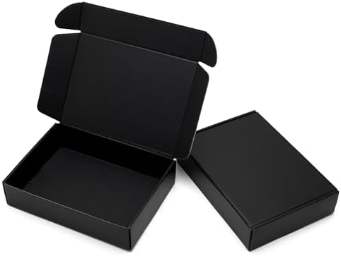 Timirog Shipping Boxes 12x9x2 Inches 25 Pack Black Corrugated Cardboard by Timirog