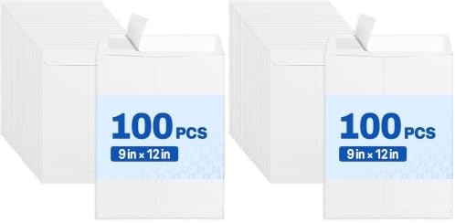 SUNEE Envelopes 9x12, Self Seal Catalog Mailing Envelopes 9x12, 28LB White Kraft Paper Large Document Envelopes for Office Business Shipping, 200 Pack by SUNEE