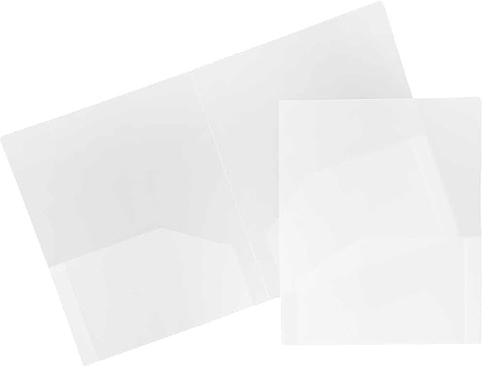 JAM PAPER Heavy Duty Plastic 2 Pocket Extra Tough School Folders - Clear - Bulk 144/Box by JAMPaper