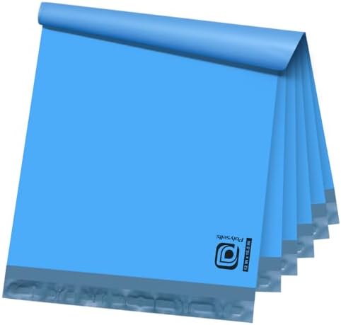 POLYSELLS 100 pcs 12x15.5 Inches Blue Poly Mailers Shipping Envelopes, Strong Adhesive Sealing, Waterproof, and Tear-resistant Postal Mailing Bags for Clothing, Books, and Accessories by POLYSELLS