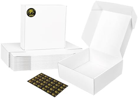 White Shipping Boxes 8x8x3 Inches, 30 Pack Corrugated Cardboard Mailer Boxes for Packaging Small Business Mailing Gift by DEZIBOX