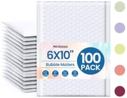 Metronic White Bubble Mailers 6x10 Inch 100 Pack Self-Seal Padded Envelopes by METRONIC