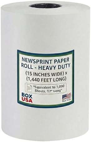 BOX USA Packing Paper Roll 15" x 1400ft (1,000 Sheets 17" equivalent) - Newsprint Paper for Shipping, Storage and Moving Supplies, White by BOXUSA