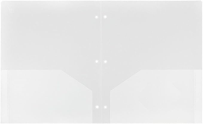 JAM PAPER Heavy Duty Plastic 3 Hole Punch Pocket Folders - Extra Tough School Folders - Clear - 24/Pack - Image 2