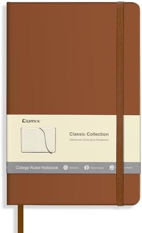 Comix Lined Journal Notebook for Work, 240 Pages, 5.5" x 8.3", Brown by Comix