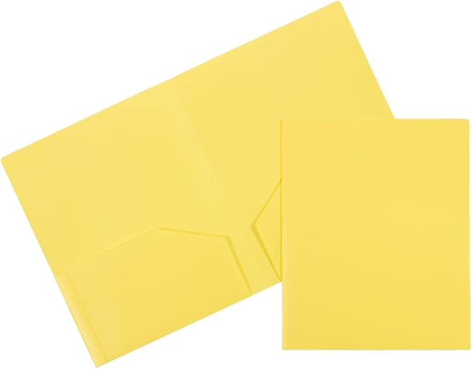 JAM PAPER Heavy Duty Plastic 2 Pocket Extra Tough School Folders - Yellow - 6/Pack by JAMPaper