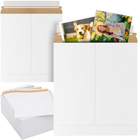 APQ Supply White Rigid Mailers, 12.75 x 15 Inch. Pack of 200 Cardboard Envelopes for Photos, Documents. Sturdy Stay Flat Mailers with Self-Seal Closure. Hard Rigid Shipping Envelopes by APQSupply%C2%AE