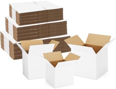 Assorted-Sizes-Shipping-Boxes-45-Pack: 4x4x4 & 5x5x5 & 6x6x6 Small-Shipping-Boxes-Mailers, White Corrugated-Cardboard-Boxes-for-Packing-Small-Business Mailing by POEVER