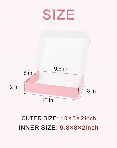 Pink Medium Shipping Boxes, 40 Pack 10"x8"x2" Corrugated Cardboard Box, Pink Shipping Mailing Boxes for Packaging - Image 2