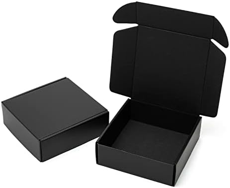 Timirog 6x6x2 Inch Small Black Shipping Boxes 25 Pack Corrugated Cardboard by Timirog