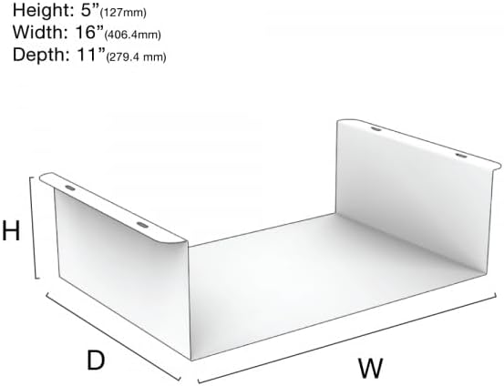 Under Desk PC Mount UCM-654 — Made in USA, Heavy-Duty Tech Support Bracket | Desktop Computers, PC, CPU, Gaming Console Mounting Application | Black Powder Coated Steel — 16W x 5H x 11D (1 Pack) - Image 4