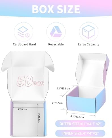 Shipping Boxes 4x4x2 Inch - Set of 45: Small Corrugated Cardboard Boxes - Purple Shipping Boxes for Small Business - Image 2