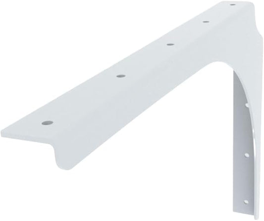 Iron Supports Universal Heavy-Duty Commercial Bracket - Industrial Support Brackets - Steel Mounting Bracket for Shelves, Vanities, Buffets, Desks (White - 21" Deep x 15" High, Right Hand)