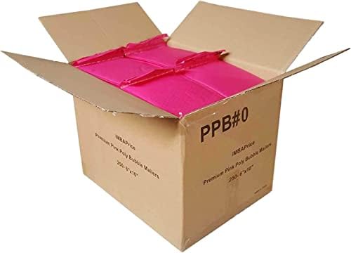 iMBAPrice 250-Pack #0 (6" x 10") Premium Hot Pink Color Self Seal Poly Bubble Mailers Padded Shipping Envelopes (Total 250 Bags) - Image 2