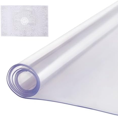 VEVOR Plastic Table Cover, 40 x 80 Inch 2.0 mm Thick Rectangle Clear PVC Mat Protector, Waterproof & Easy Cleaning Desk Pad Tablecloth, for Office, Dresser, Dining Room, Night Stand by VEVOR