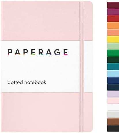 PAPERAGE Dotted Journal Notebook, (Blush), 160 Pages, Medium 5.6 in x 8 in - 100 GSM Thick Paper – Hardcover Journaling Notebook for Work, School & Bullet Journaling by PAPERAGE