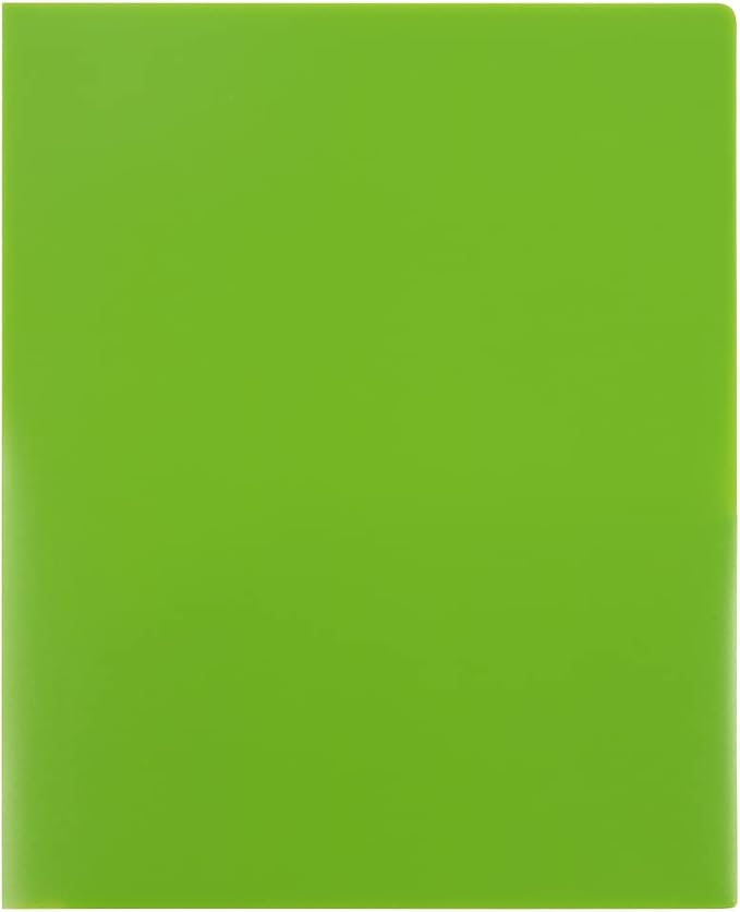 JAM PAPER Heavy Duty Plastic 2 Pocket Extra Tough School Folders - Lime Green - 6/Pack - Image 8