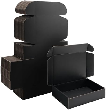 9x6x2 inch Black Shipping Boxes for Small Business- Set of 25 by Yidomto