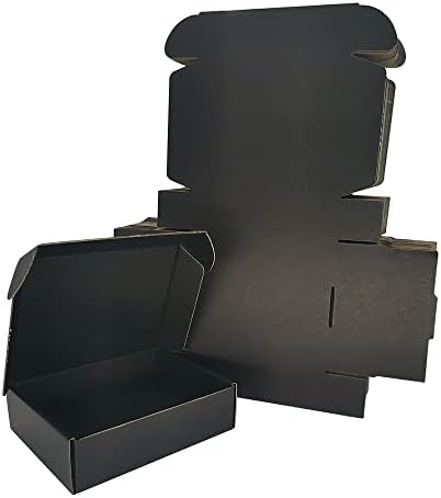 50 Pack 7x6x2'' Small Shipping Boxes, Black Corrugated Cardboard Mailers for Mailing Packaging Business (BK762-50) by Rnisda