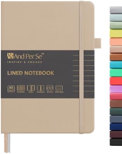 &And Per Se Lined Journal Notebook, 160 Pages, A5 5.7 x 8 inches College Ruled Thick Paper Notebook Journals for Writing, Hardcover Notebooks for Women Men Office School (1 Pack, Apricot) by AndPerSe