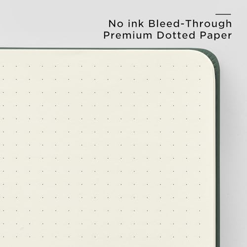 &And Per Se Dotted Journal Notebook, A5 Hardcover Leather Bullet Dotted Journal, 160 Pages 100 gsm Thick Paper, 3 Sheets of Stickers Included - 5.7'' x 8'' （Green） - Image 5