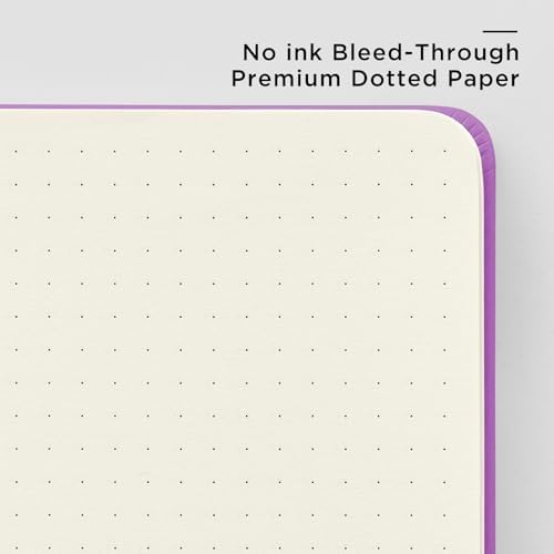 &And Per Se Dotted Journal Notebook, A5 Hardcover Leather Dotted Journal, 160 Pages 100gsm Thick Dot Grid Paper, 3 Sheets of Stickers Included - 5.7'' x 8'' (Violet) - Image 5