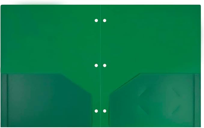 JAM PAPER Heavy Duty Plastic 3 Hole Punch Pocket Folders - Extra Tough School Folders - Green - 6/Pack - Image 6