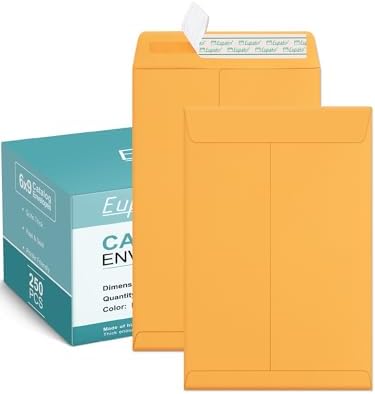 Eupako Catalog Envelopes 6x9 Small Brown Envelopes Self Seal 250 Pack for Mailing, Organizing, Storage by Eupako
