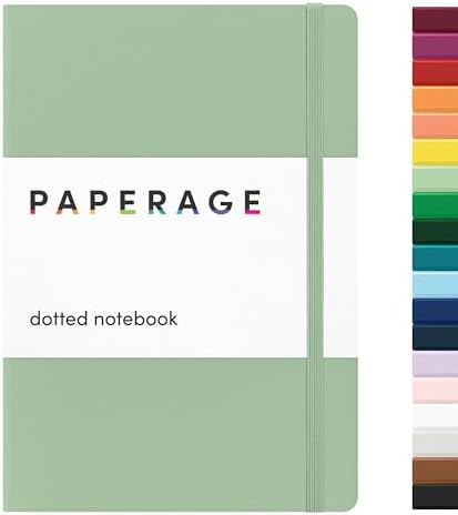 PAPERAGE Dotted Journal Notebook, (Sage Green), 160 Pages, Medium 5.6 in x 8 in - 100 GSM Thick Paper – Hardcover Journaling Notebook for Work, School & Bullet Journaling by PAPERAGE