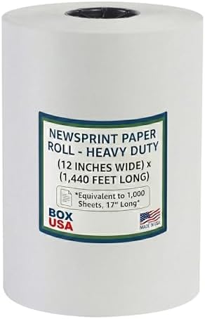 BOX USA Packing Paper Roll 12 x 1400ft (1,000 Sheets 17 Equivalent) - Newsprint Paper for Shipping, Storage and Moving Supplies, White by BOXUSA