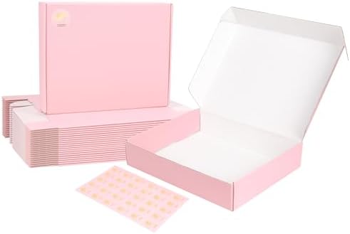 10x8x2 Pink Shipping Boxes Medium, 40 Pack Corrugated Cardboard Mailer Boxes for Packaging Small Business Mailing Gift by DEZIBOX