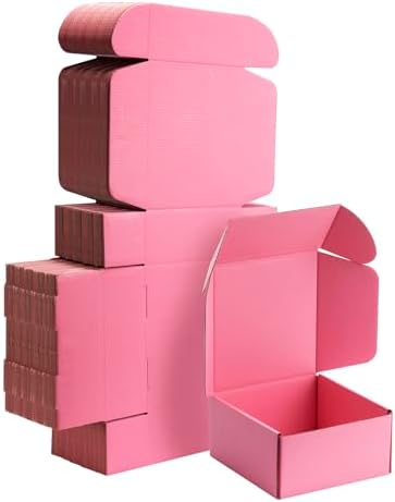 6x6x3 inch Pink Shipping Boxes for Small Business- Set of 25 by Yidomto