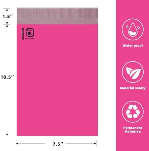 POLYSELLS 1000 pcs 7.5x10.5 Inches Pink Poly Mailers Shipping Envelopes, Strong Adhesive Sealing, Waterproof, and Tear-resistant Postal Mailing Bags for Clothing and Accessories - Image 2