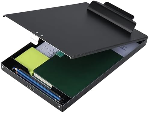 ZCZN Recycled Aluminum Storage Clipboard, Clipboard Box, Form Holder, Suitable for School, Office, Jobsite or Medical Staff, 9.25 x 13.78 Inches, Black by ZCZN