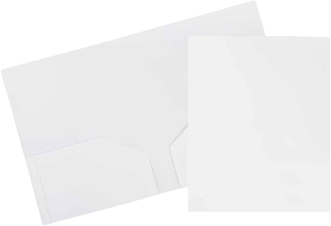 JAM PAPER Heavy Duty Plastic 2 Pocket Extra Tough School Folders - White - 3/Pack by JAMPaper