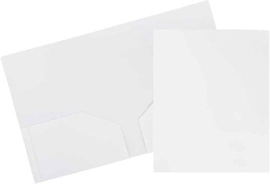 JAM PAPER Heavy Duty Plastic 2 Pocket Extra Tough School Folders - White - Bulk 144/Box by JAMPaper