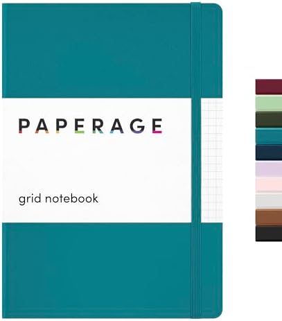 PAPERAGE Graph Paper Journal Notebook, (Turquoise), 160 Pages, Medium 5.6 in x 8 in - 100 GSM Thick Paper – Hardcover Grid Notebook for Work or School by PAPERAGE
