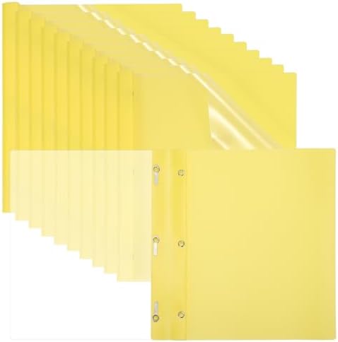 PATIKIL Plastic Report Covers with Prong, 30 Pcs 80 Sheet Clear Front Presentation Binders with 3 Metal Prong Fasteners Report Folder for Resume Documents Files Letter, Yellow by PATIKIL