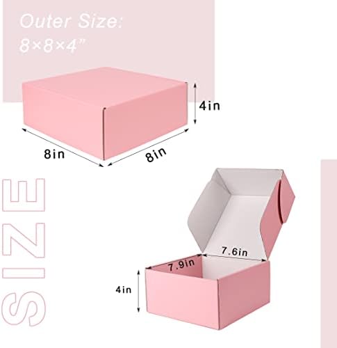 Shipping Boxes Medium, 8x8x4 in 20 Packs Pink Mailing Packaging Boxes, Cardboard Mailer Boxes for Small Business - Image 2